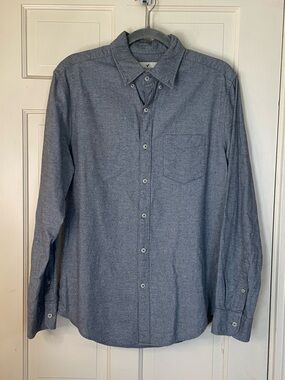 American Eagle Mens Medium Seriously Soft Button Down Up Shirt Long Sleeve Gray